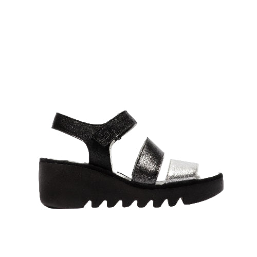 FLY London Πέδιλο Bexy P501575004 Ασημί-Ανθρακί-Μαύρο