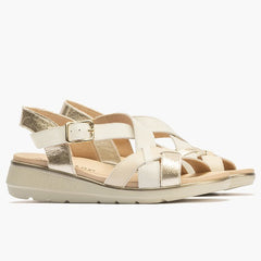 Pitillos Πέδιλο Glacia 20111 Λευκό-Μπεζ-Χρυσό