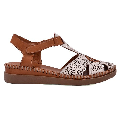 Treintas Treintas Comfort Πέδιλο Tati L-1016 Άσπρο-Καφέ