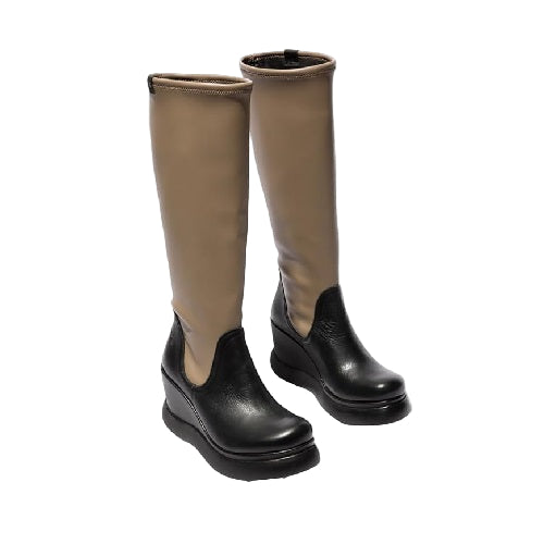 FLY London Μπότα Glin P145129002 Μαύρη-Μπεζ