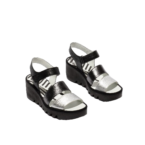 FLY London Πέδιλο Bexy P501575004 Ασημί-Ανθρακί-Μαύρο