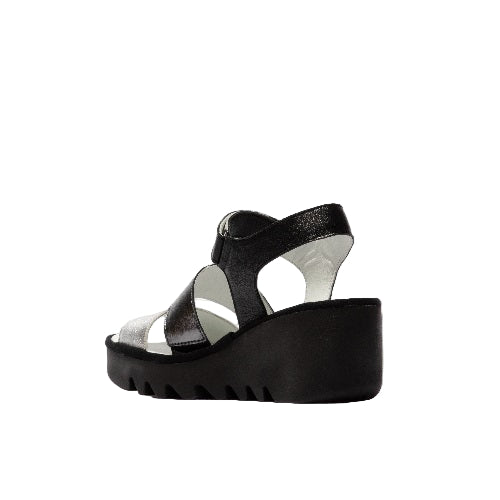 FLY London Πέδιλο Bexy P501575004 Ασημί-Ανθρακί-Μαύρο