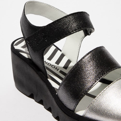 FLY London Πέδιλο Bexy P501575004 Ασημί-Ανθρακί-Μαύρο