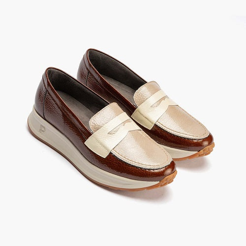 Pitillos Loafer Chocola 10202 Καφέ-Μπεζ Λουστρίνι