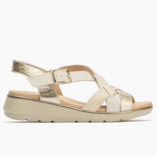 Pitillos Πέδιλο Glacia 20111 Λευκό-Μπεζ-Χρυσό