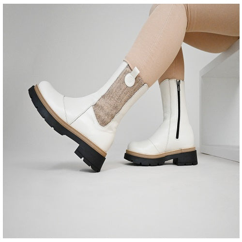 Alpina Μποτάκι Aria 7P42-2 Off White-Μπεζ